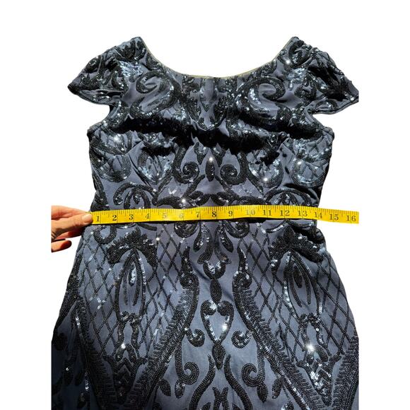 Adrianna Papell Navy Sequined Cocktail Dress - Size 4 - Picture 6 of 15